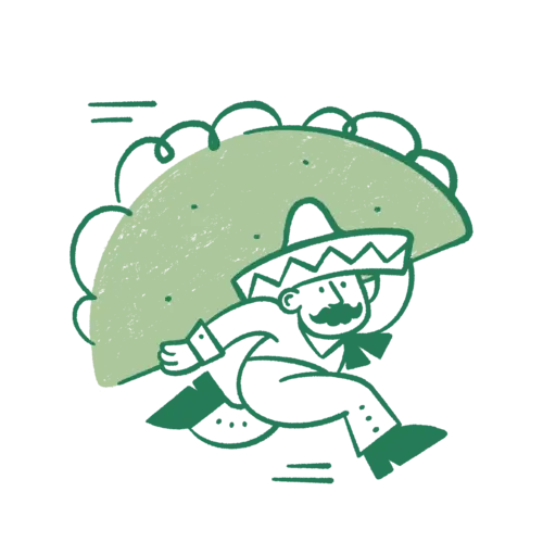 A man running while carrying a large taco on his back