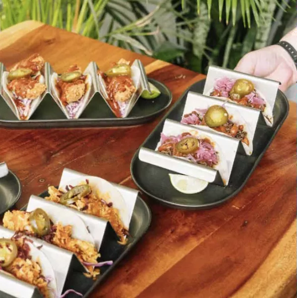 Tacos served on a platter